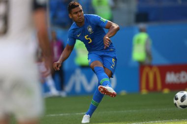 22.06.2018. Saint Petersburg, Rusya: Casemiro eylem sırasında FIFA Dünya Kupası Rusya 2018, E Grubu, futbol maç arasında Brezilya V Costarica Saint Petersburg Stadyumu.