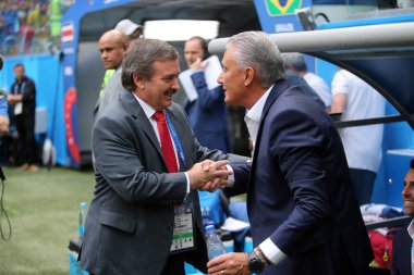 22.06.2018. Saint Petersburg, Rusya: Ramirez ve Tite FIFA Dünya Kupası Rusya 2018, E Grubu, futbol maç arasında Brezilya V Costarica Saint Petersburg Stadyumu.