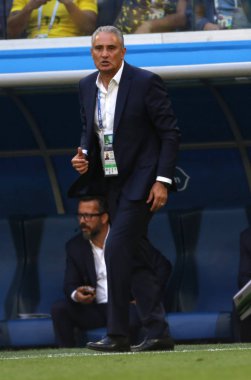 22.06.2018. Saint Petersburg, Rusya: Tite eylem sırasında FIFA Dünya Kupası Rusya 2018, E Grubu, futbol maç arasında Brezilya V Costarica Saint Petersburg Stadyumu.