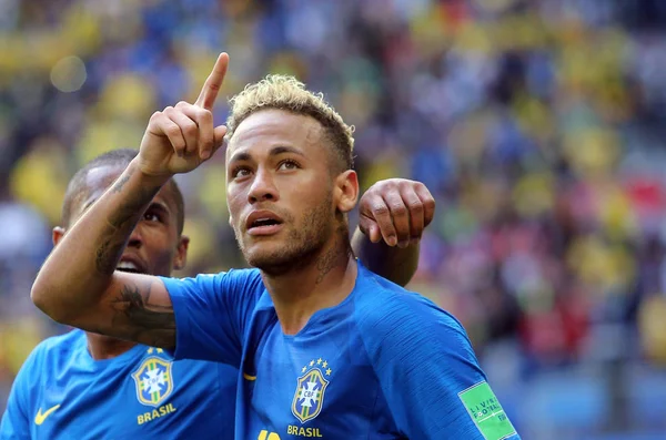 2018 São Petersburgo Rússia Neymar Score Gol Celebrate Copa Mundo — Fotografia de Stock