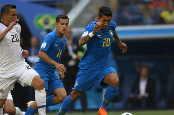 22.06.2018. Saint Petersburg, Rusya: Roberto Firmino eylem sırasında FIFA Dünya Kupası Rusya 2018, E Grubu, futbol Brezilya V Costarica Saint Petersburg Stadyumu arasında eşleme.