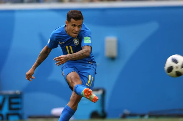 2018 San Petersburgo Rusia Philippe Coutinho Acción Durante Copa Mundial — Foto de Stock