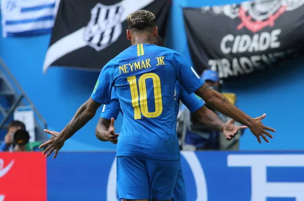 2018 São Petersburgo Rússia Neymar Score Gol Celebrate Copa Mundo — Fotografia de Stock