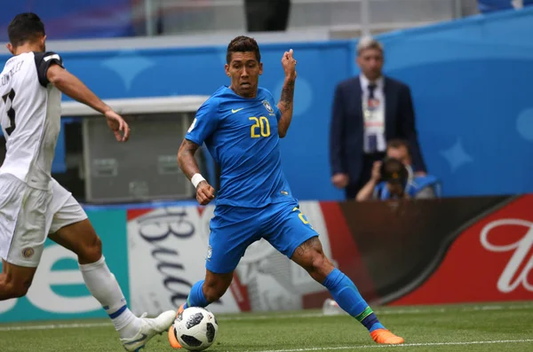 Июня 2018 Года Saint Petersburg Russian Roberto Firmino Action Fifa — стоковое фото