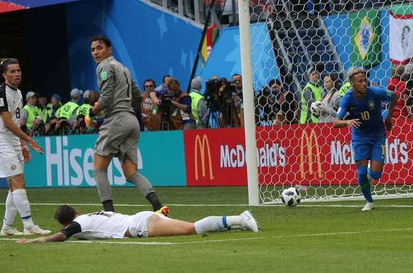 2018 São Petersburgo Rússia Neymar Score Gol Celebrate Copa Mundo — Fotografia de Stock