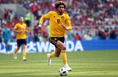 23.06.2018. Moskova, Rusya: Marouane Fellaini eylem FIFA Dünya Kupası Rusya 2018, C grubu, futbol sırasında Belçika V Tunus Moskova Stadı Spartak Stadyumu arasında eşleme