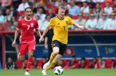 23.06.2018. Moskova, Rusya: Kevin De Bruyne eylem FIFA Dünya Kupası Rusya 2018, C grubu, futbol sırasında Belçika V Tunus Moskova Stadı Spartak Stadyumu arasında eşleme