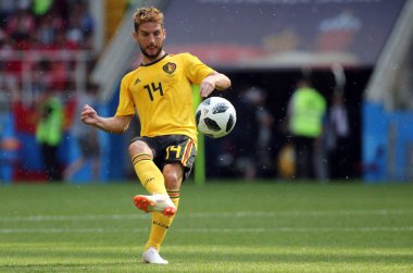 23.06.2018. Moskova, Rusya: kurur Mertens eylem FIFA Dünya Kupası Rusya 2018, C grubu, futbol sırasında Belçika V Tunus Moskova Stadı Spartak Stadyumu arasında eşleme