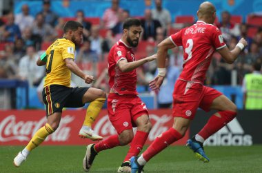 23.06.2018. Moskova, Rusya: Eden Hazard Skor Gol ve kutluyor FIFA Dünya Kupası Rusya 2018, C grubu, futbol Belçika V Tunus Moskova Stadı Spartak Stadyumu arasında eşleme