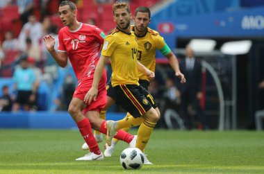 23.06.2018. Moskova, Rusya: kurur Mertens eylem FIFA Dünya Kupası Rusya 2018, C grubu, futbol sırasında Belçika V Tunus Moskova Stadı Spartak Stadyumu arasında eşleme