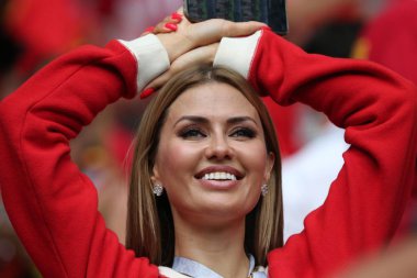 23.06.2018. Moskova, Rusya: Tunus fanlar üzerinde duruyor FIFA Dünya Kupası Rusya 2018, C grubu, futbol maç arasında Belçika V Tunus Moskova Stadı Spartak stadyumu