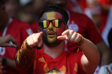 23.06.2018. Moskova, Rusya: Belçika fanlar üzerinde duruyor içinde FIFA Dünya Kupası Rusya 2018, C grubu, Belçika V Tunus Moskova Stadı Spartak stadyumu futbol maçı