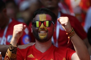 23.06.2018. Moskova, Rusya: Belçika fanlar üzerinde duruyor içinde FIFA Dünya Kupası Rusya 2018, C grubu, Belçika V Tunus Moskova Stadı Spartak stadyumu futbol maçı