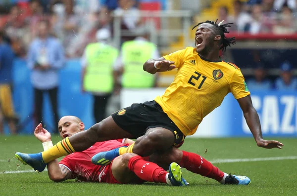 23.06.2018. Moskova, Rusça: Batshuayi eylem sırasında FIFA Dünya Kupası Rusya 2018, C grubu, futbol maç arasında Belçika V Tunus Moskova Stadı Spartak stadyumu 