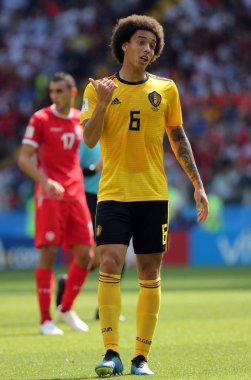 23.06.2018. Moskova, Rusya: Axel Witsel eylem FIFA Dünya Kupası Rusya 2018, C grubu, futbol sırasında Belçika V Tunus Moskova Stadı Spartak Stadyumu arasında eşleme