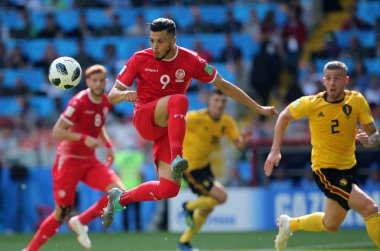 23.06.2018. Moskova, Rusya: sanagüzel Badri eylem FIFA Dünya Kupası Rusya 2018, C grubu, futbol sırasında Belçika V Tunus Moskova Stadı Spartak Stadyumu arasında eşleme