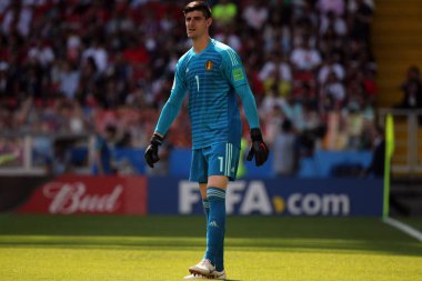 23.06.2018. Moskova, Rusya: Thiabaut Courtois'e eylem FIFA Dünya Kupası Rusya 2018, C grubu, futbol sırasında Belçika V Tunus Moskova Stadı Spartak Stadyumu arasında eşleme