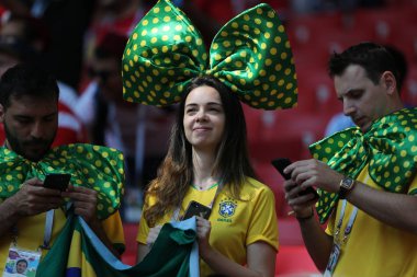 23.06.2018. Moskova, Rusya: Brezilya, futbol FIFA Dünya Kupası Rusya 2018, C grubu sırasında eylem Belçika V Tunus Moskova Stadı Spartak Stadyumu arasında eşleme