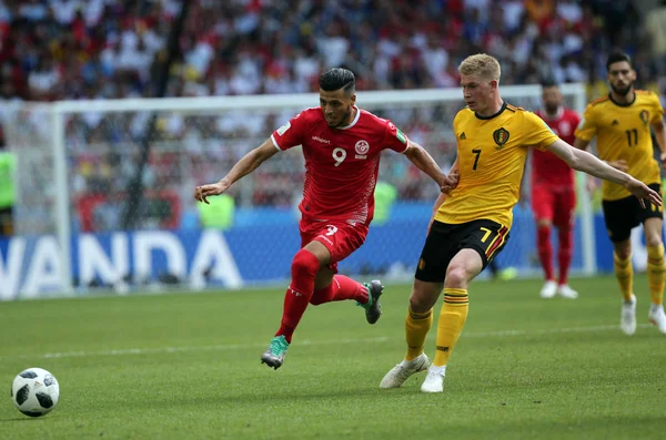 2018 Moscou Rússia Anice Badri Kevin Bruyne Ação Durante Copa — Fotografia de Stock