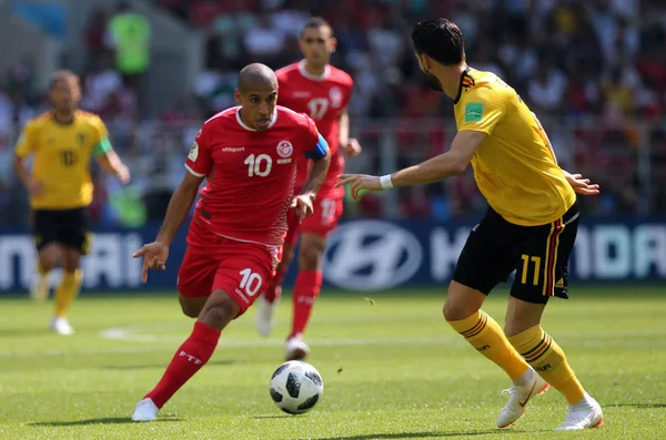 2018 Moscou Rússia Wahbi Khazri Jan Vertonghen Ação Durante Copa — Fotografia de Stock