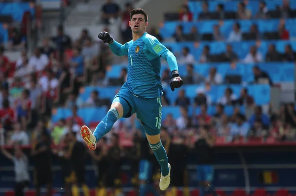 2018 Moscou Rússia Thiabaut Courtois Celebra Gol Copa Mundo Fifa — Fotografia de Stock