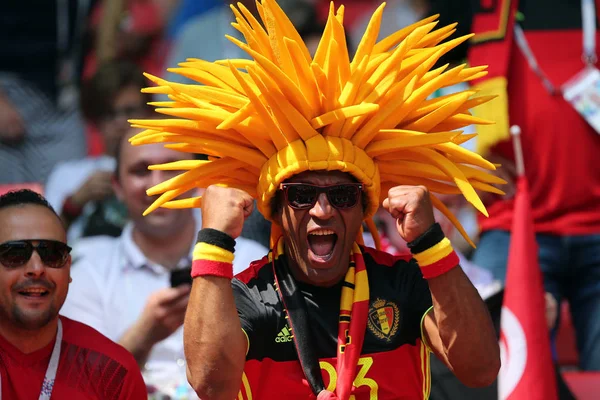 2018 Moskva Ryska Belgien Fans Står Fifa World Cup Ryssland — Stockfoto