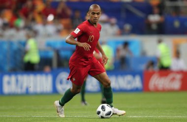 25.06.2018. Saransk, Rusça: Joao Mario Eylem FIFA Dünya Kupası Rusya 2018, B grubu, futbol sırasında Iran V Portekiz Mordovia Saransk Arena Stadyumu arasında eşleme.