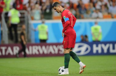 25.06.2018. Saransk, Rusça: Cristiano Ronaldo FIFA Dünya Kupası Rusya 2018, B grubu, futbol sırasında eylem Iran V Portekiz Mordovia Saransk Arena Stadyumu arasında eşleme.