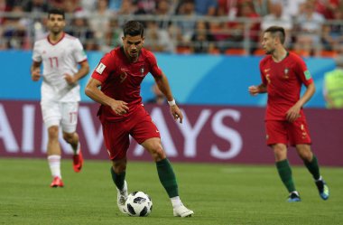 25.06.2018. Saransk, Rusça: Andre Silva eylem sırasında FIFA Dünya Kupası Rusya 2018, B grubu, futbol maç arasında Iran V Portekiz Mordovia Saransk Arena Stadyumu.