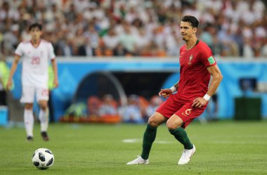 25.06.2018. Saransk, Rusça: Jose Fonte eylem sırasında FIFA Dünya Kupası Rusya 2018, B grubu, futbol maç arasında Iran V Portekiz Mordovia Saransk Arena Stadyumu.