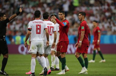 25.06.2018. Saransk, Rusça: Cristiano Ronaldo FIFA Dünya Kupası Rusya 2018, B grubu, futbol sırasında eylem Iran V Portekiz Mordovia Saransk Arena Stadyumu arasında eşleme.