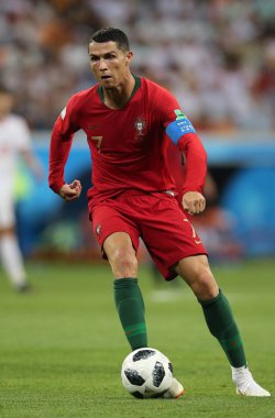 25.06.2018. Saransk, Rusça: Cristiano Ronaldo FIFA Dünya Kupası Rusya 2018, B grubu, futbol sırasında eylem Iran V Portekiz Mordovia Saransk Arena Stadyumu arasında eşleme.
