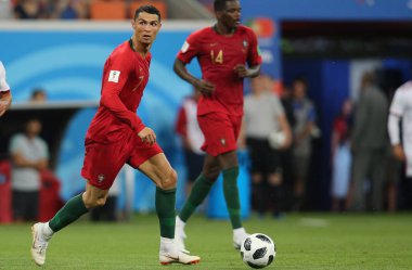 25.06.2018. Saransk, Rusça: Cristiano Ronaldo FIFA Dünya Kupası Rusya 2018, B grubu, futbol sırasında eylem Iran V Portekiz Mordovia Saransk Arena Stadyumu arasında eşleme.