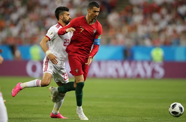 25.06.2018. Saransk, Rusça: Cristiano Ronaldo FIFA Dünya Kupası Rusya 2018, B grubu, futbol sırasında eylem Iran V Portekiz Mordovia Saransk Arena Stadyumu arasında eşleme.