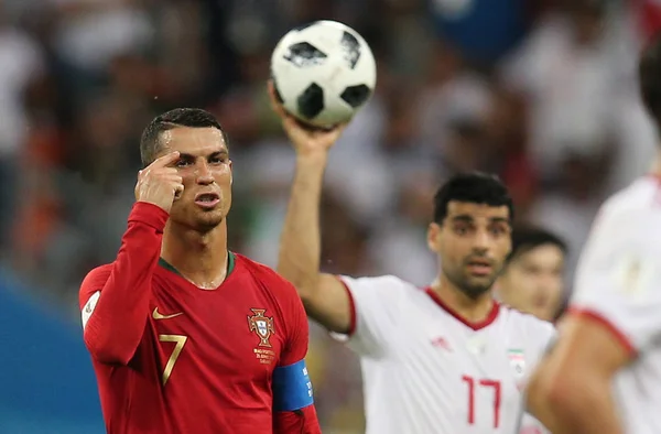 2018 Saransk Russian Cristiano Ronaldo Ação Durante Copa Mundo Fifa — Fotografia de Stock