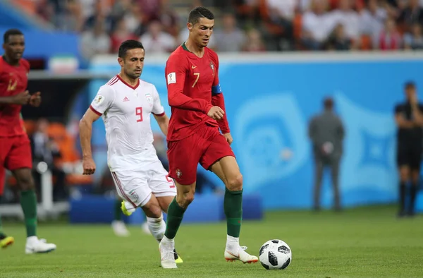 2018 Saransk Russian Cristiano Ronaldo Ação Durante Copa Mundo Fifa — Fotografia de Stock