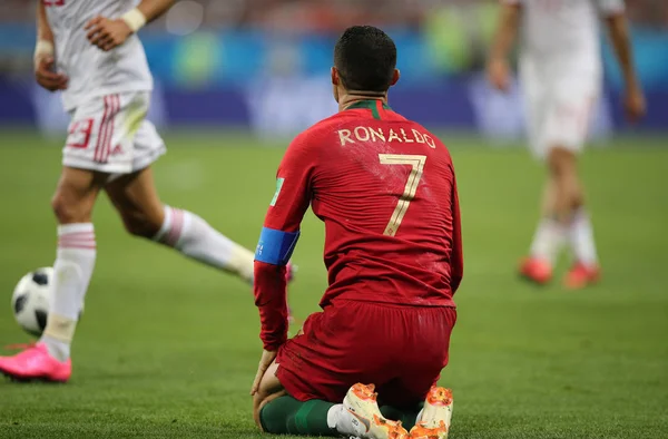 25.06.2018. Saransk, Rusça: Cristiano Ronaldo FIFA Dünya Kupası Rusya 2018, B grubu, futbol sırasında eylem Iran V Portekiz Mordovia Saransk Arena Stadyumu arasında eşleme.
