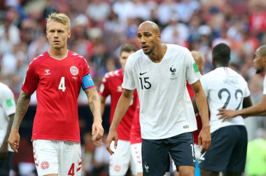 26.06.2018. Moskova, Rusya: Steven Nzonzi FIFA Dünya Kupası Rusya 2018, C grubu, futbol sırasında eylem Danimarka V Fransa Luzhniki Stadı Moskova arasında eşleme.