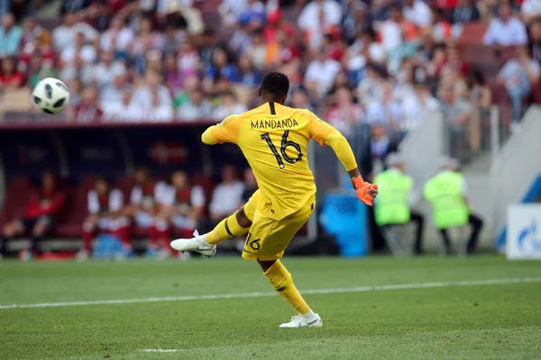 26.06.2018. Moskova, Rusya: Steva Mandanda Kongo FIFA Dünya Kupası Rusya 2018, C grubu, futbol sırasında eylem Danimarka V Fransa Luzhniki Stadı Moskova arasında eşleme.