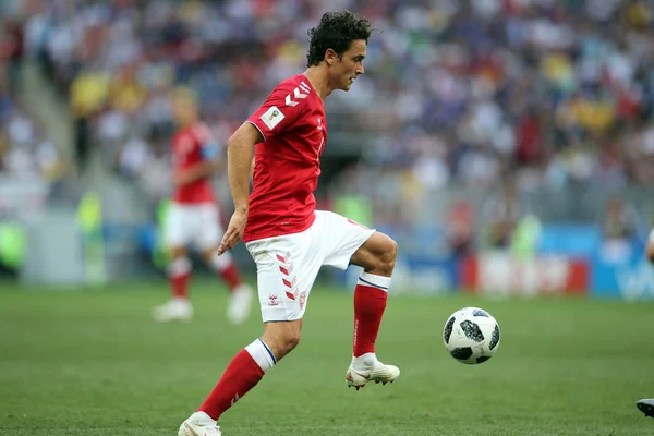 26.06.2018. Moskova, Rusya: Thomas Delaney FIFA Dünya Kupası Rusya 2018, C grubu, futbol sırasında eylem Danimarka V Fransa Luzhniki Stadı Moskova arasında eşleme.