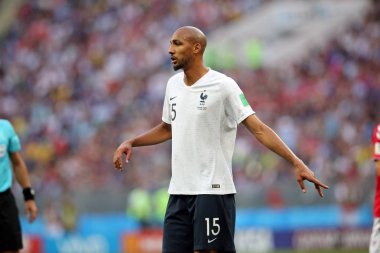 26.06.2018. Moskova, Rusya: Steven Nzonzi FIFA Dünya Kupası Rusya 2018, C grubu, futbol sırasında eylem Danimarka V Fransa Luzhniki Stadı Moskova arasında eşleme.