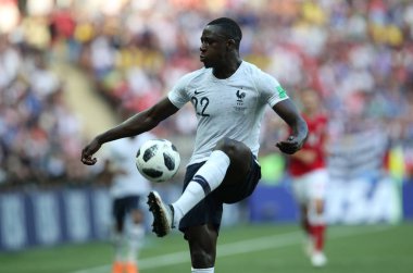 26.06.2018. Moskova, Rusya: Benjamin Mendy eylem sırasında FIFA Dünya Kupası Rusya 2018, C grubu, futbol maç arasında Danimarka V Fransa Moskova'da Lujniki Stadyumu.