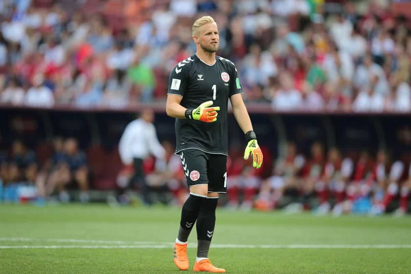 26.06.2018. Moskova, Rusya: Kasper Schmeichel FIFA Dünya Kupası Rusya 2018, C grubu, futbol sırasında eylem Danimarka V Fransa Luzhniki Stadı Moskova arasında eşleme.