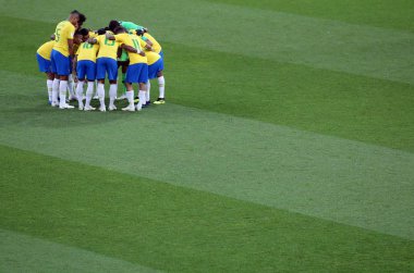 27.06.2018. Moskova, Rusya: Brezilya ekibi daha önce FIFA Dünya Kupası Rusya 2018, E Grubu, futbol maçı Sırbistan Vs Brezilya yılında Spartak stadyumu Moskova'da arasında.