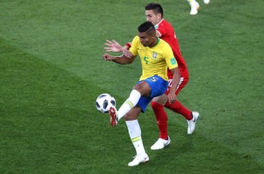27.06.2018. Moskova, Rusya: Casemiro eylem sırasında futbol FIFA Dünya Kupası Rusya 2018, E Grubu Sırbistan Vs Brezilya yılında Spartak stadyumu Moskova'da arasında eşleme.