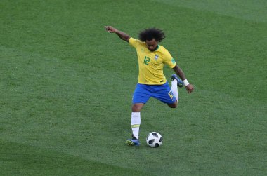 27.06.2018. Moskova, Rusya: Marcelo, futbol FIFA Dünya Kupası Rusya 2018, E Grubu sırasında eylem Sırbistan Vs Brezilya yılında Spartak stadyumu Moskova'da arasında eşleme.