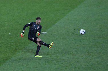 27.06.2018. Moskova, Rusya: Stoykoviç eylem sırasında FIFA Dünya Kupası Rusya 2018, E Grubu, futbol maç arasında Sırbistan Vs Brezilya yılında Spartak stadyumu Moskova'da.