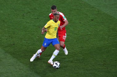 27.06.2018. Moskova, Rusya: Neymar, futbol FIFA Dünya Kupası Rusya 2018, E Grubu sırasında eylem Sırbistan Vs Brezilya yılında Spartak stadyumu Moskova'da arasında eşleme.