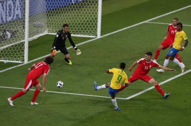 27.06.2018. Moskova, Rusya: Gabriel İsa'eylemi sırasında FIFA Dünya Kupası Rusya 2018, E Grubu, futbol maç arasında Sırbistan Vs Brezilya yılında Spartak stadyumu Moskova'da.