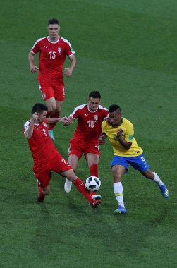 27.06.2018. Moskova, Rusya: Gabriel İsa, eylem sırasında futbol FIFA Dünya Kupası Rusya 2018, E Grubu Tadiç Sırbistan Vs Brezilya yılında Spartak stadyumu Moskova'da arasında eşleme.